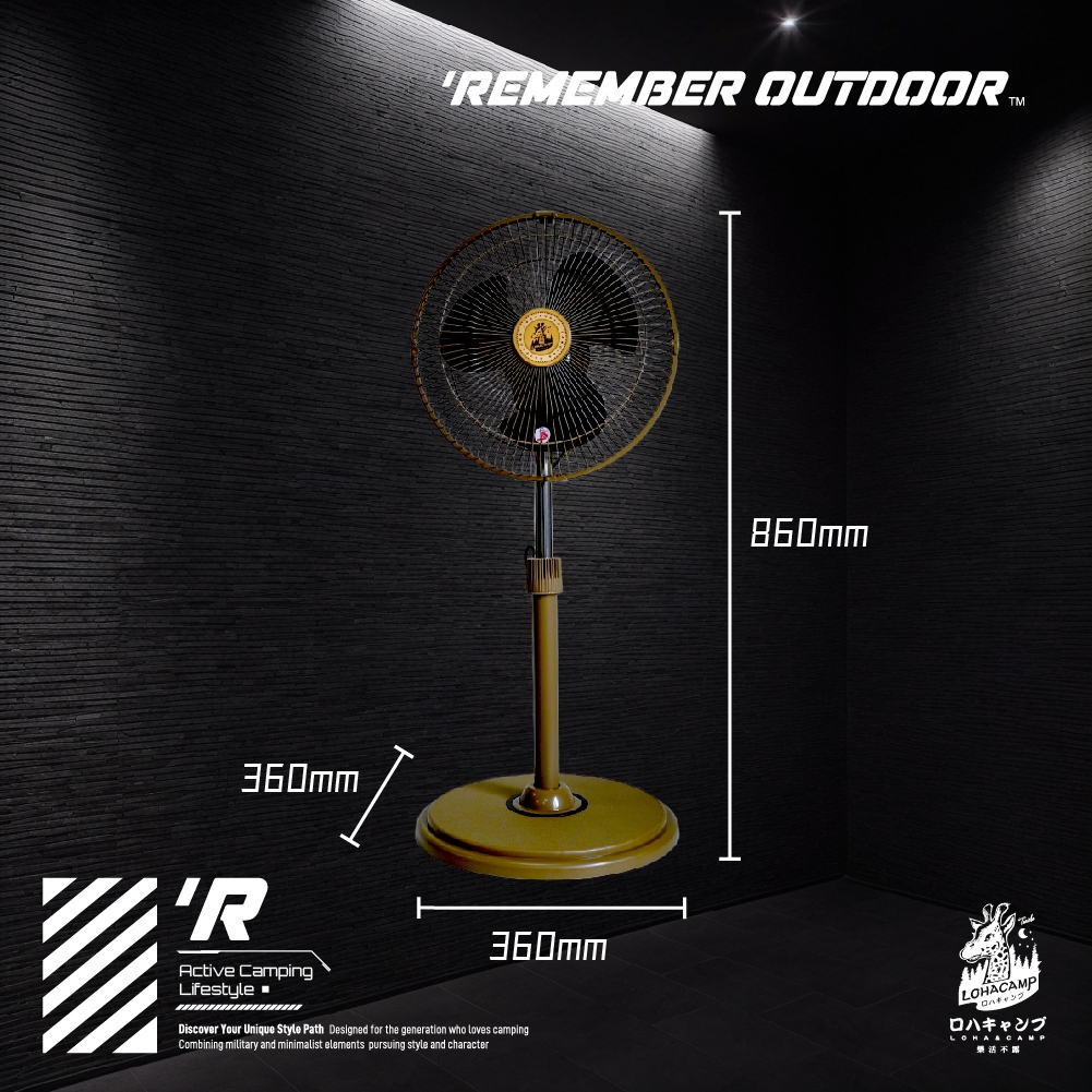 【樂活不露】12吋風格立扇【戰術綠】電風扇 靜音風扇 工業扇 三段風速 組裝式可拆卸, , large