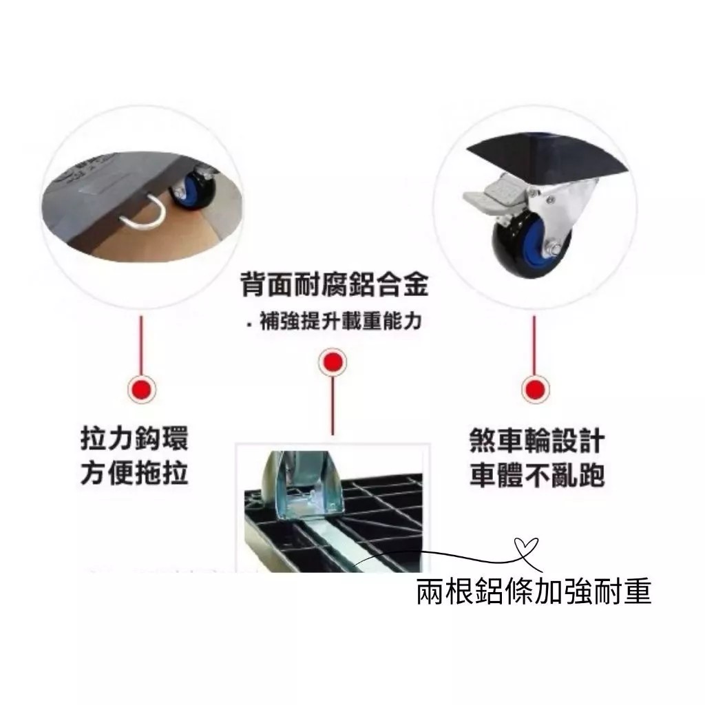 [台灣湧利企業有限公司]HS670(無擋邊）平板車 二固二剎車 烏龜車, , large
