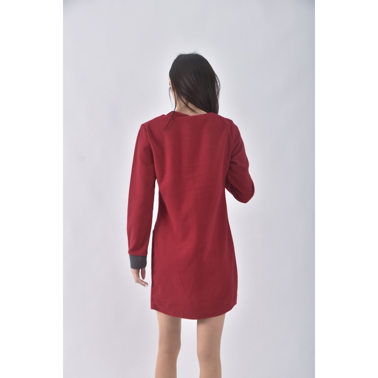 (S) 棉質圓領紅色洋裝二手衣, , large