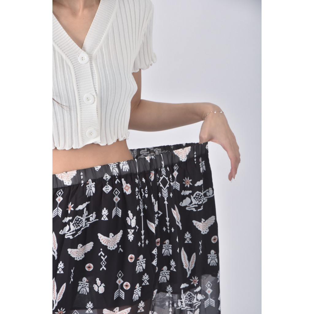 (S) 質感撞色開岔黑色長裙二手衣, , large