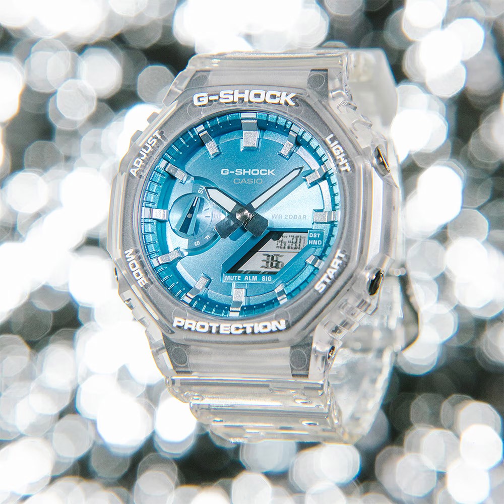 CASIO 卡西歐 G-SHOCK 半透明感 金屬蒸鍍工藝 雙顯電子錶 手錶 GA-2100BM-7A2, , large