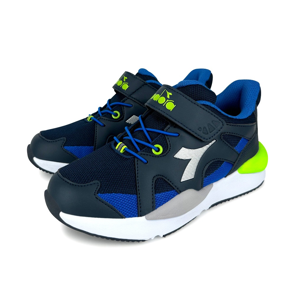 DIADORA迪亞多那 超寬楦兒童跑鞋 童鞋 童運動鞋 輕量 透氣 保護後跟 吸震 減壓 足弓支撐 健康鞋墊 藍 粉, , large