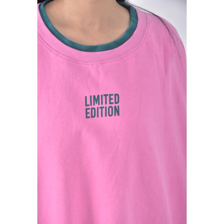 (F) mori質感跳色領口粉色長袖上衣二手衣, , large