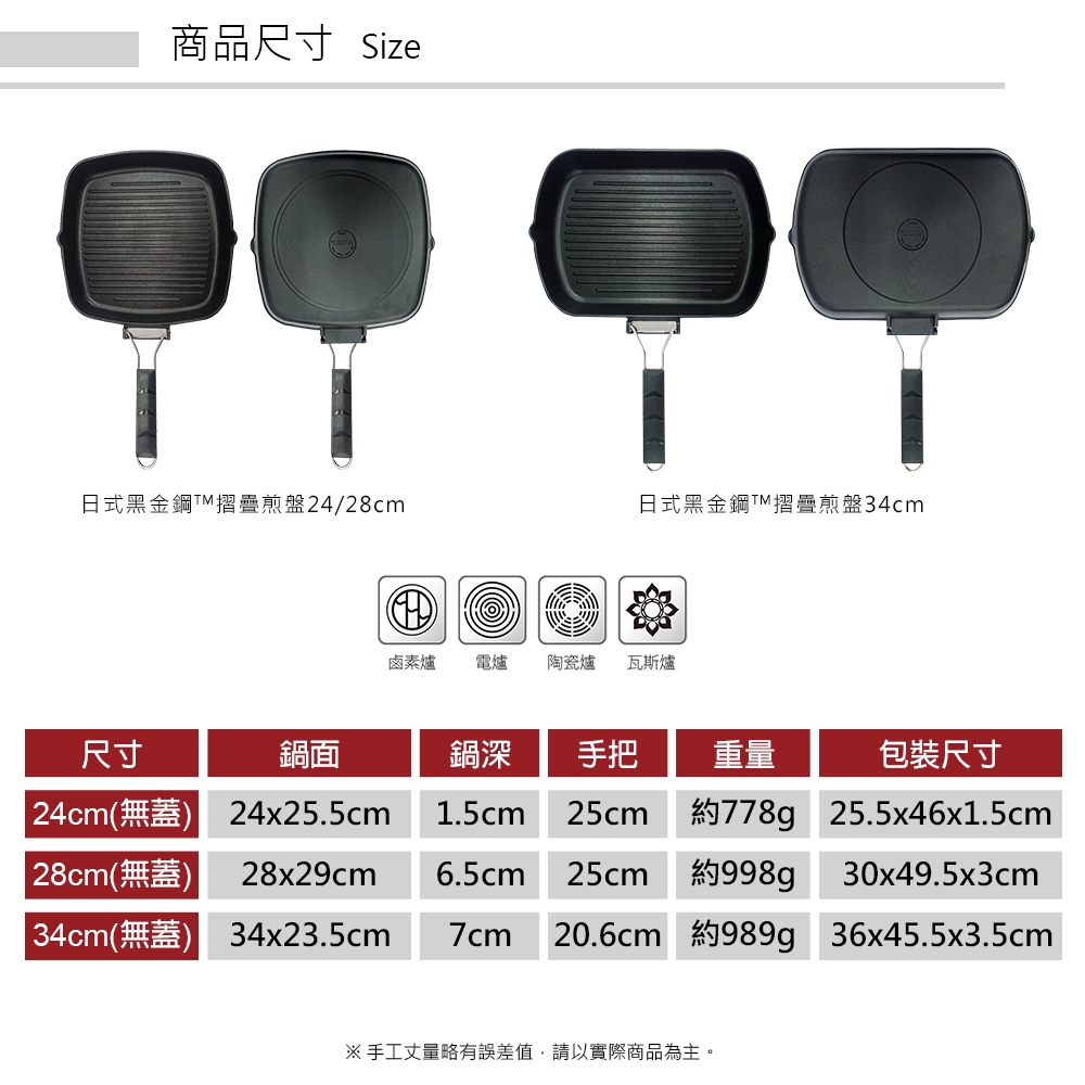 PERFECT 理想牌 日式黑金鋼折疊煎盤烤盤無蓋 24cm-Leidea樂德兒, , large