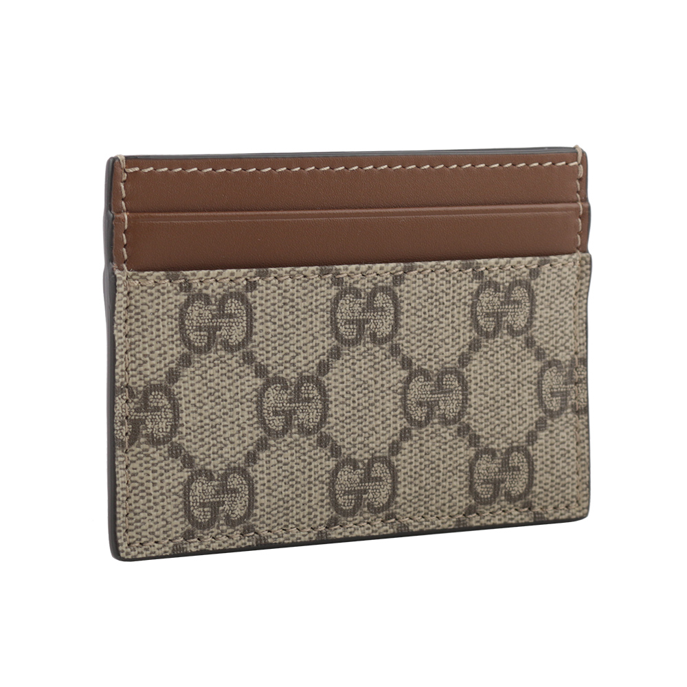 GUCCI GG Supreme塗層帆布及皮革4卡名片夾/卡片夾(棕色), , large