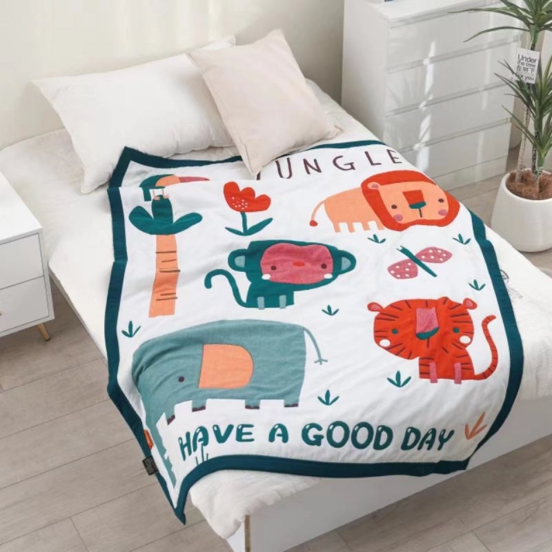 [Kaimei Cotton Industry] Randomly excellent autumn and winter limited edition! Single ten-layer gauze cute pattern air conditioning quilt (120×150cm), , large