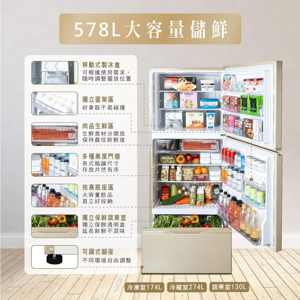 HERAN 578L Taiwan Made Grade 1 Energy Saving Inverter Triple Door Refrigerator HRE-C5721V, , large