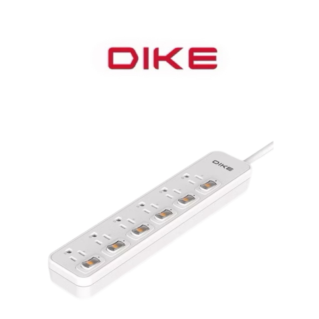 【Leo手機周邊專賣店】DIKE戴克 安全加強型六切六座電源延長線 / 1.8M