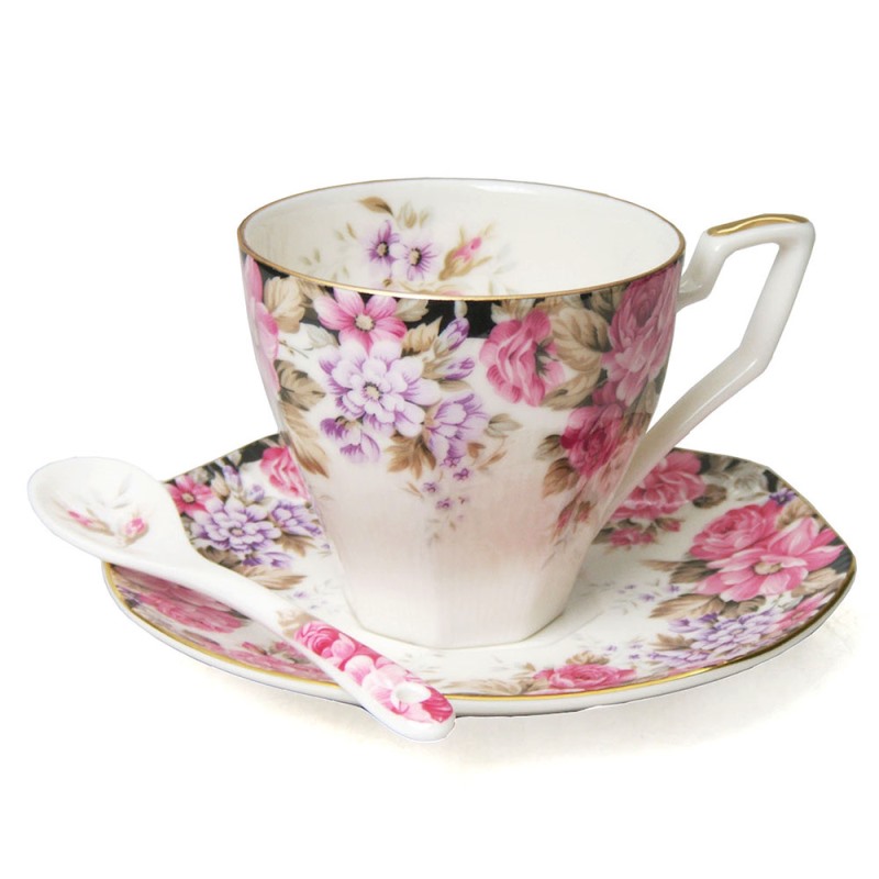 [豐名日本餐具] 咖啡杯組 紅牡丹 附匙 MARUI / C00CS1-73