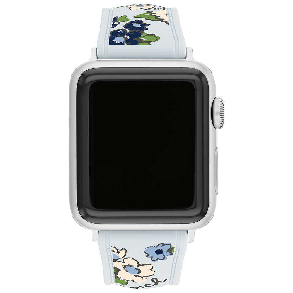 COACH Apple Watch 淡藍花朵錶帶 38/40/41mm適用 矽膠錶帶 禮物 送禮(不含手錶), , large