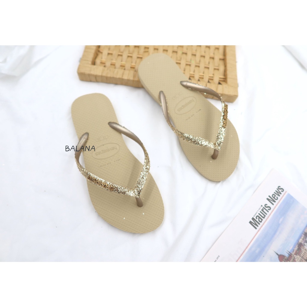 [巴拉娜巴西人字拖專賣店]中壢實體店面 Havaianas夾腳拖/人字拖鞋 SLIM GLITTER II 沙灘 海灘 海  女款 黄金, , large
