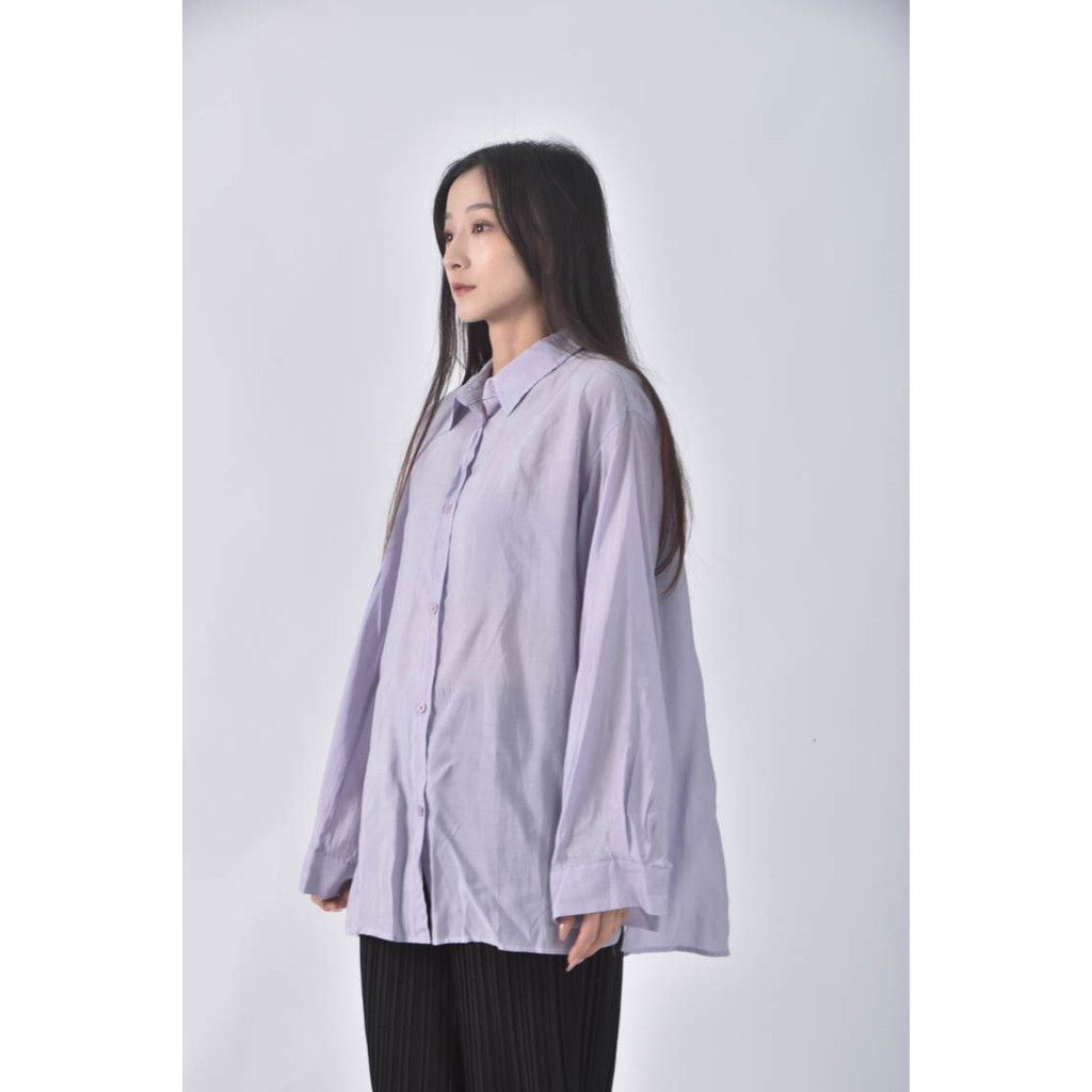 (F) spring company質感素面紫色長袖上衣二手衣, , large