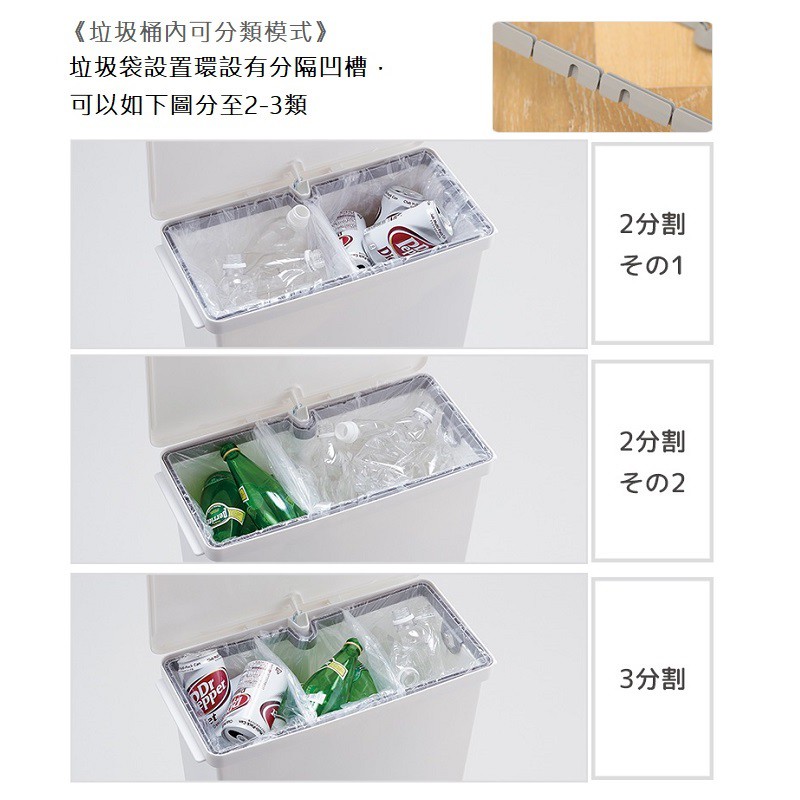 日本Like-it｜直立式分類垃圾桶 33L-純白色 廚房 臥室 客廳 踩踏垃圾桶 分類垃圾桶 日本製造, , large