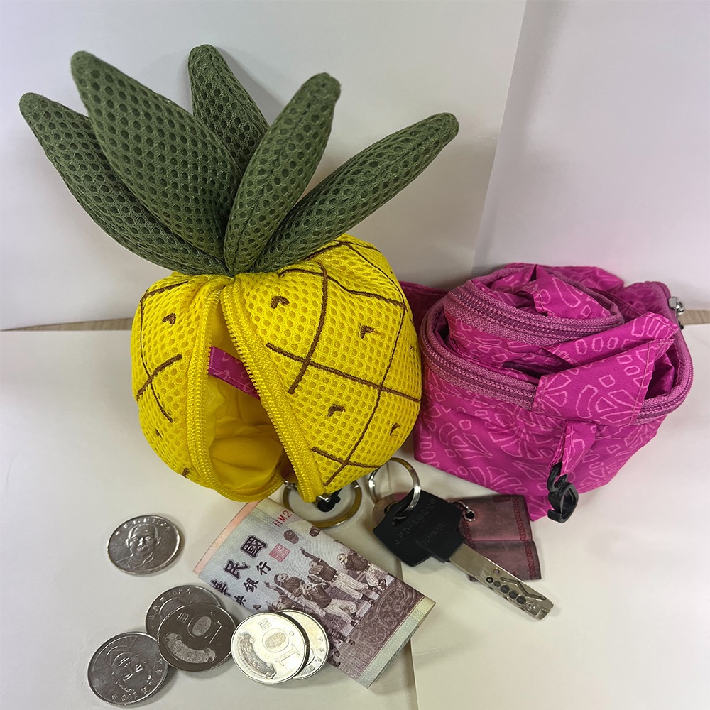 【生活好室】鳳梨零錢包 零錢包 購物袋 後背包吊飾 吊飾包包 零錢包掛飾 零錢包吊飾 包包吊飾 吊飾零錢包 立體造型, , large