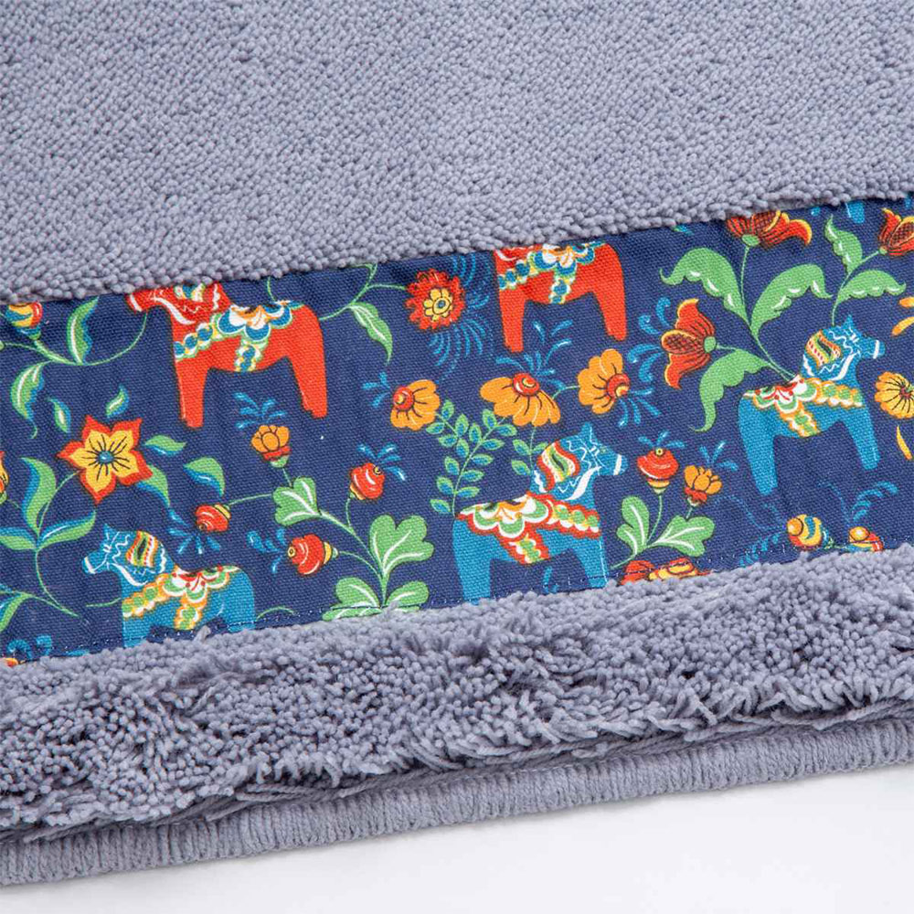 【HASHIZUME】Japan-Made Antibacterial & Deodorant Kitchen Mat 50×210cm – Light Gray (Nordic-Style Lucky Horse / Non-Slip Design / Machine-Washable), , large