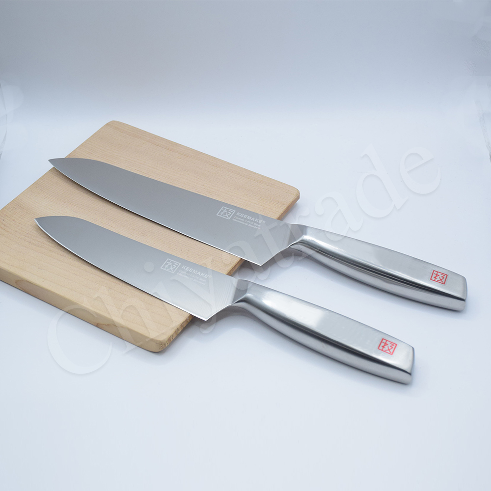 【日本極KEEMAKE】日本極 高碳鋼 輕巧極緻一體構造 不鏽鋼刀-2入組(三德刀+牛刀), , large