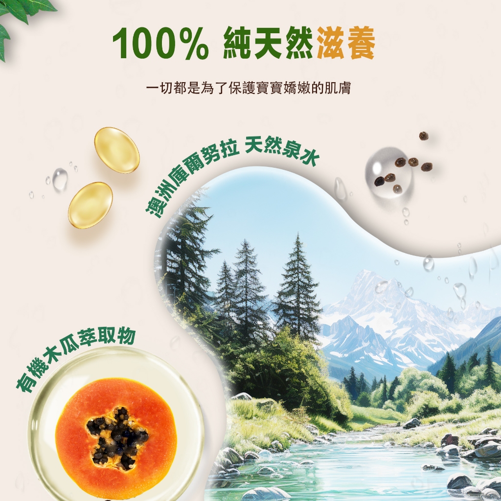 aiwibi 愛薇彼 超純水嬰兒木瓜精華濕巾 84抽9包入 純水濕巾 寶寶濕巾 澳洲庫努拉天然泉水 敏感肌適用 無味, , large
