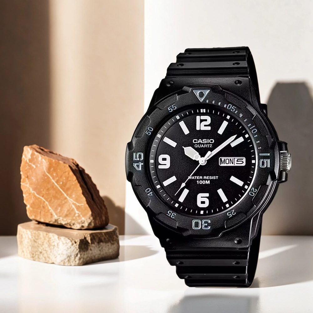 CASIO 卡西歐 DIVER LOOK 潛水運動風手錶-黑/47.9mm MRW-200H-1B2V, , large