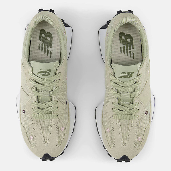 Kixpress-New Balance 327 女 運動休閒鞋 復古鞋 舒適 穿搭 小花 麻灰綠 [WS327DCC], , large