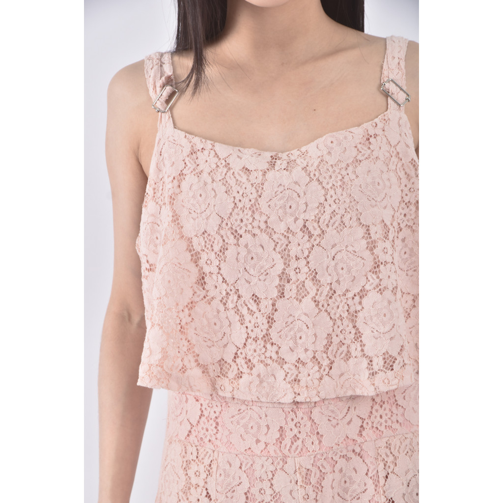 (XL) yoco高腰質感粉色連身裝二手衣, , large