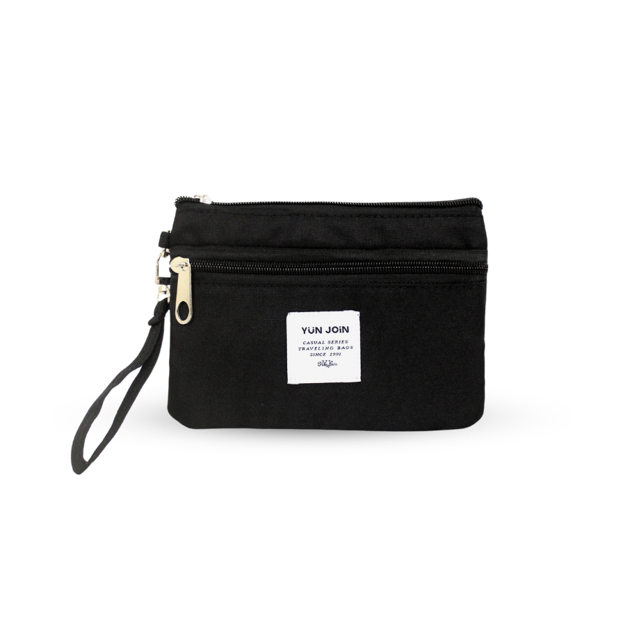 【YUN JOIN 】Travel 日系織面多功能手挽收納包-黑色 萬用包 手拿包 手挽包 化妝包 隨手包 錢包, , large