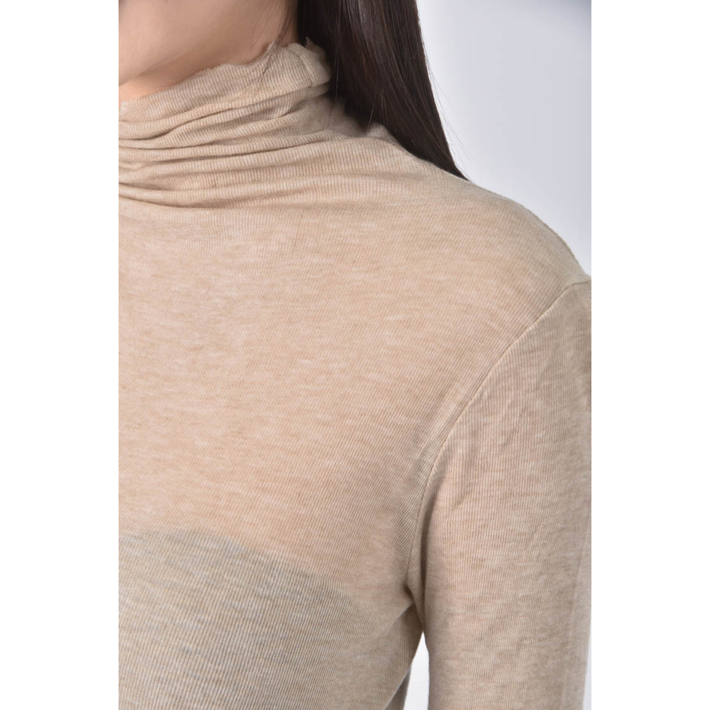 (S) 透紗杏色長袖上衣二手衣, , large