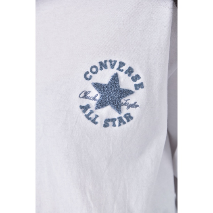 (M) converse質感棉質純棉白色長袖上衣二手衣, , large