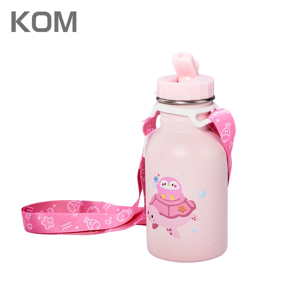 【KOM】海洋歷險趣 台灣製 316不鏽鋼兒童隨身瓶 兒童水壺350ml(附吸管 背帶), , large