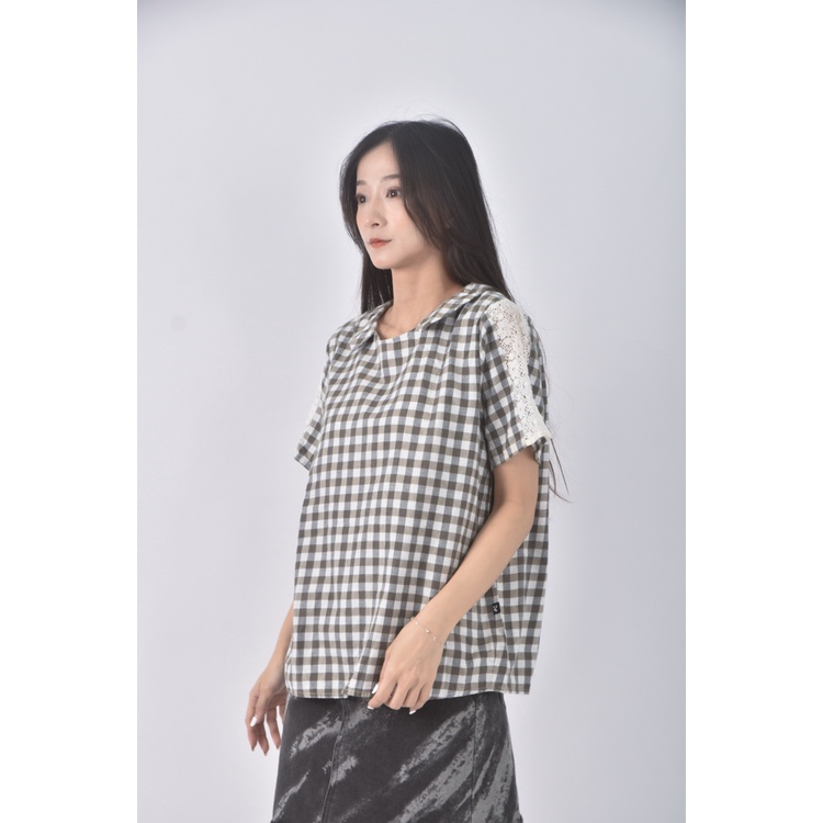 (M) bluedeer質感棉質格紋綠色短袖上衣二手衣, , large