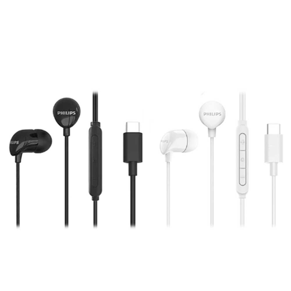 PHILIPS (TAE2146) 完美氣密高音質入耳式Type C耳機附麥克風 動態低音 隔絕噪音設計（黑色/白色）, , large