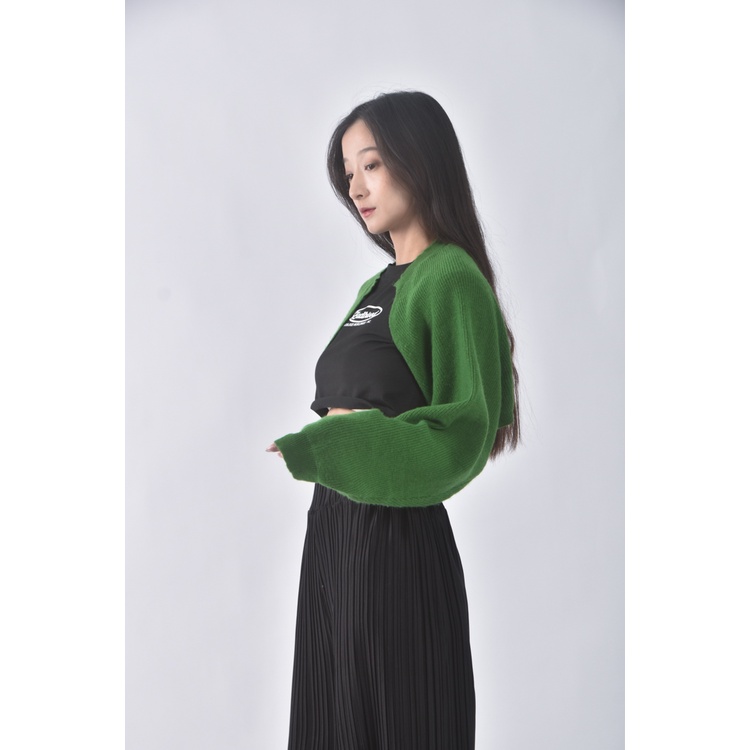 (F) maison質感羊毛綠色罩衫二手衣, , large