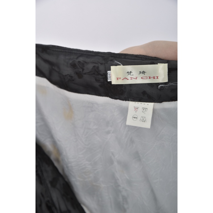 (XL) fan chi質感網紗黑色長裙二手衣, , large