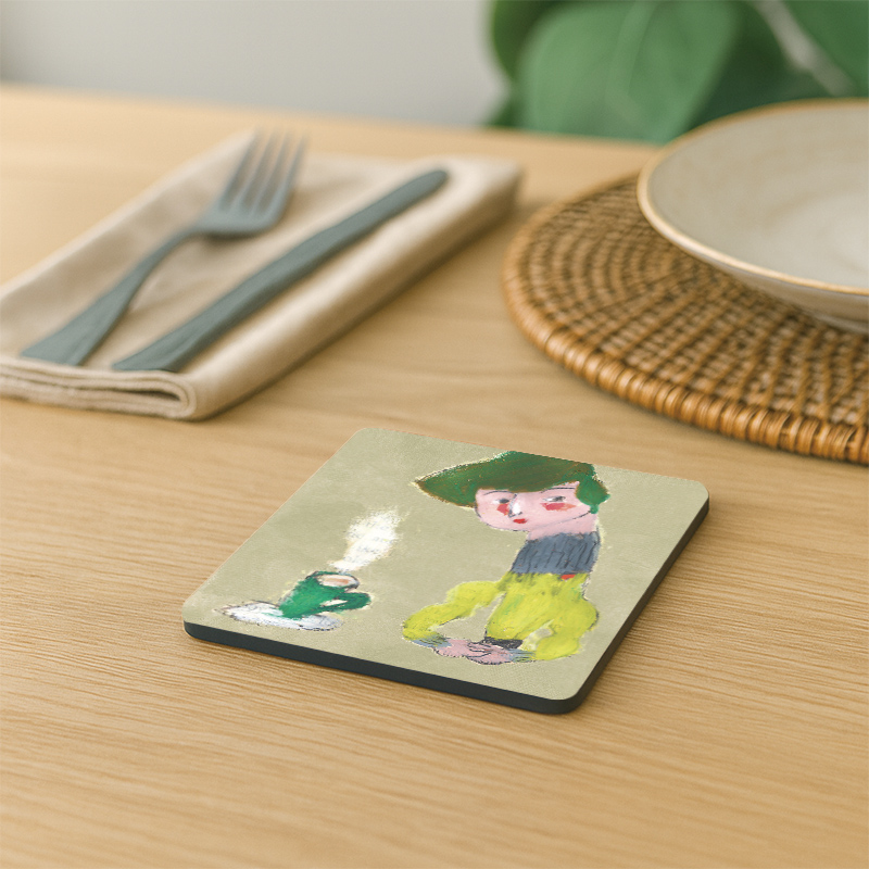 【怪獸】軟式珪藻土吸水杯墊 A Cup of Life---Ducky Shen (10x10cm) -Lay back lady, , large