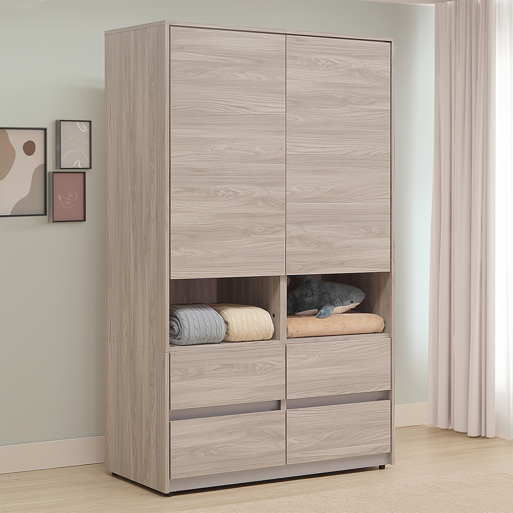 【Homelike】喜家居4尺四抽衣櫃(雪杉色)(2350), , large