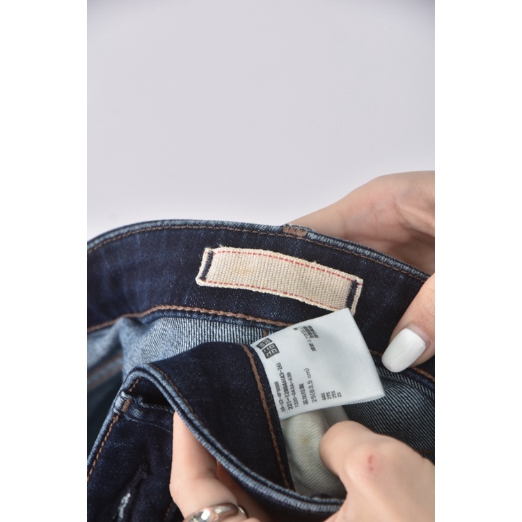 (M) uniqlo丹寧牛仔質感棉質深藍色長褲二手衣, , large