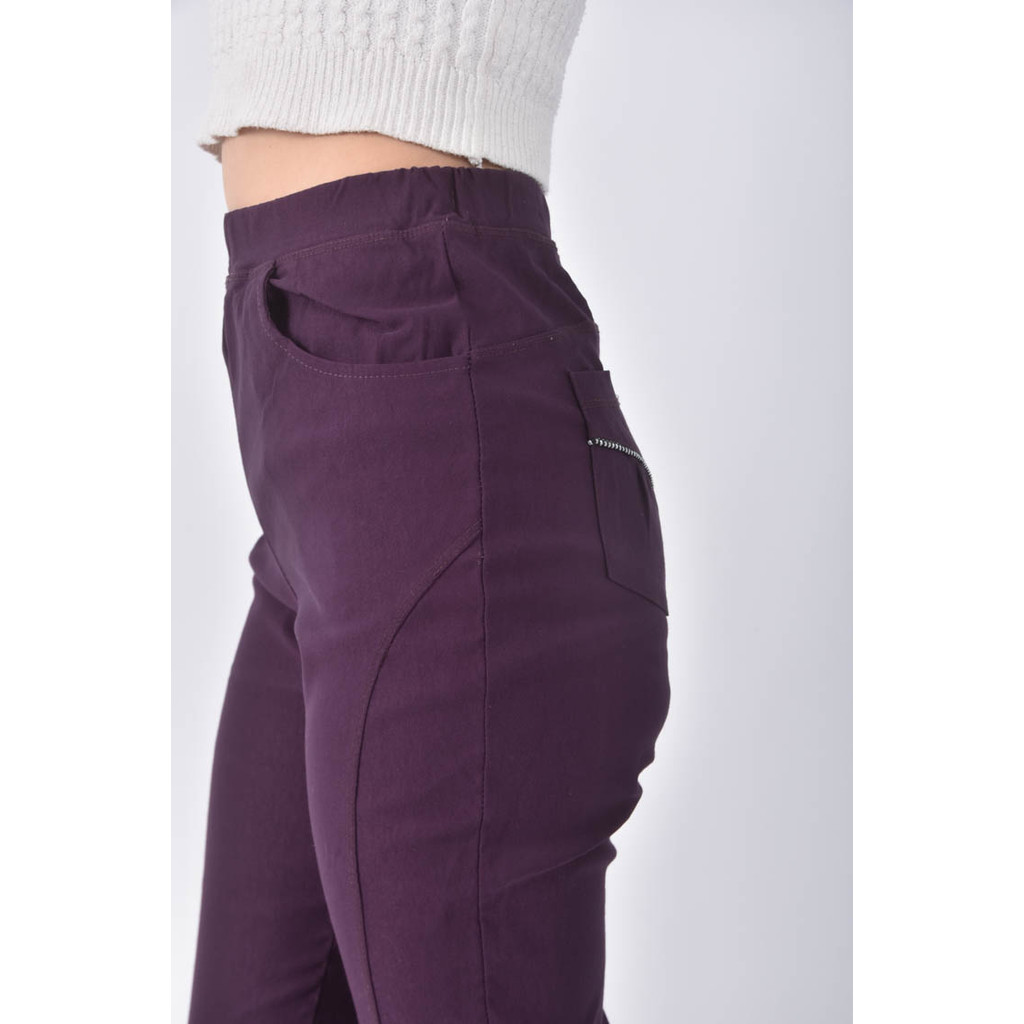 (S) 高腰棉質紫色長褲二手衣, , large