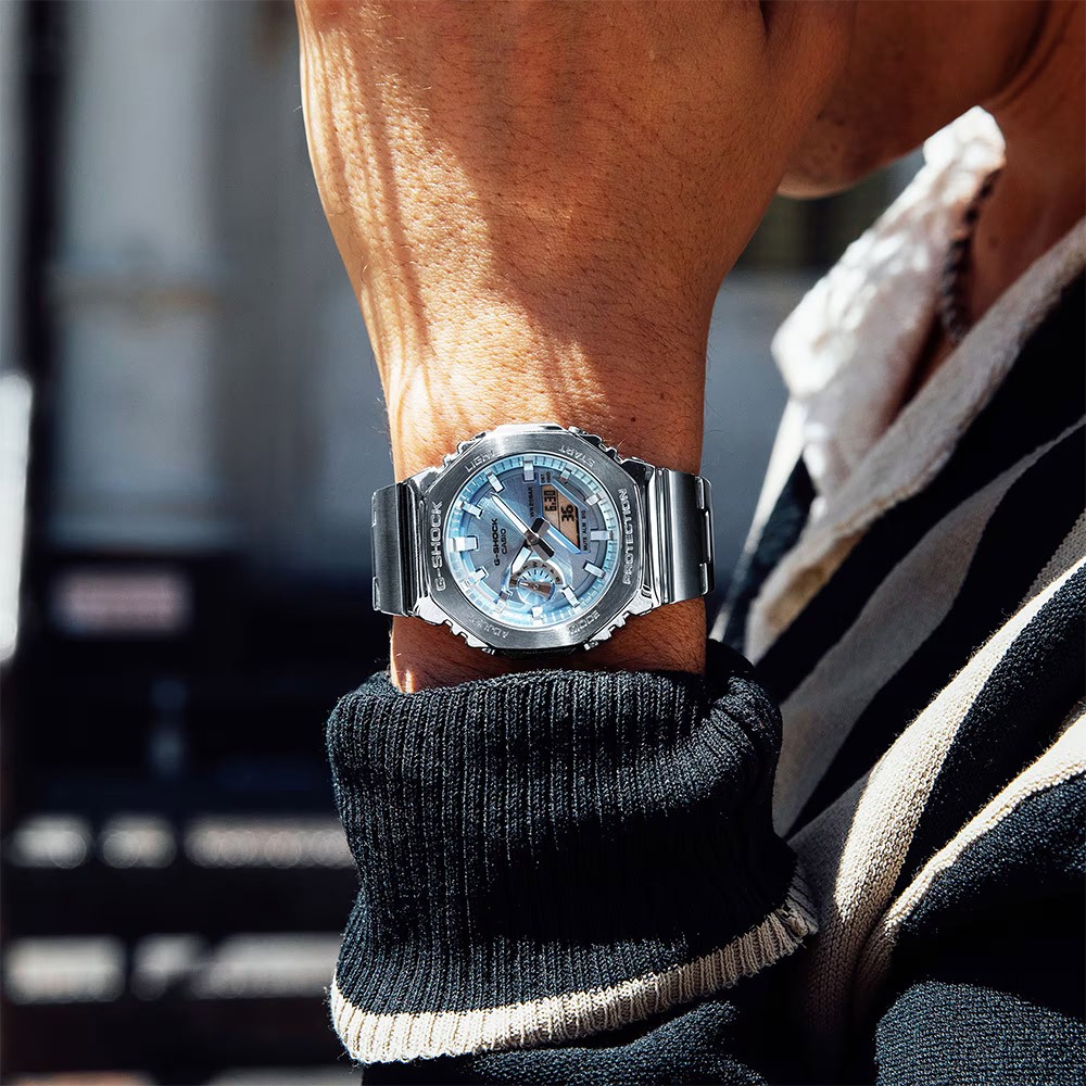 CASIO 卡西歐 G-SHOCK 金屬光系列八角雙顯電子錶手錶 GM-2110D-2A, , large