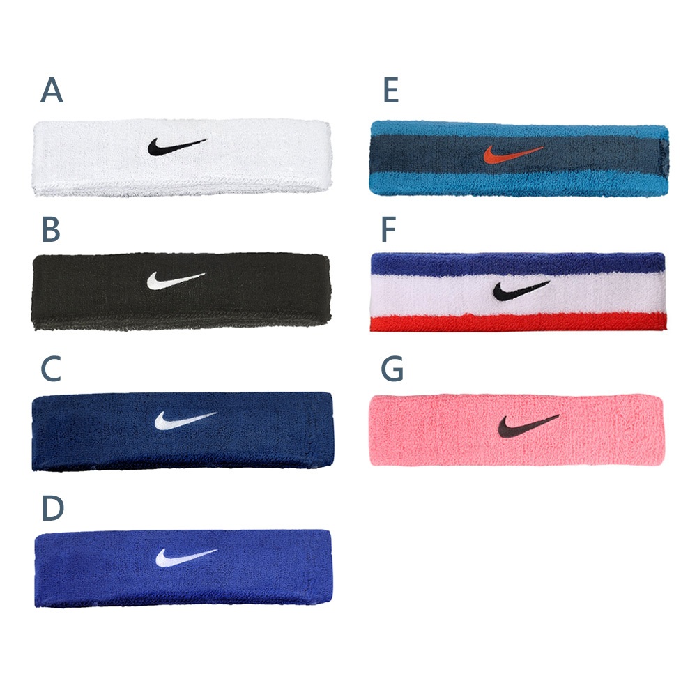 NIKE SWOOSH頭帶 止汗髮帶 健身 運動 吸汗 乾爽 透氣 彈性 柔軟 多色 藍橘 深藍 黑 白 藍 藍白紅 粉, , large