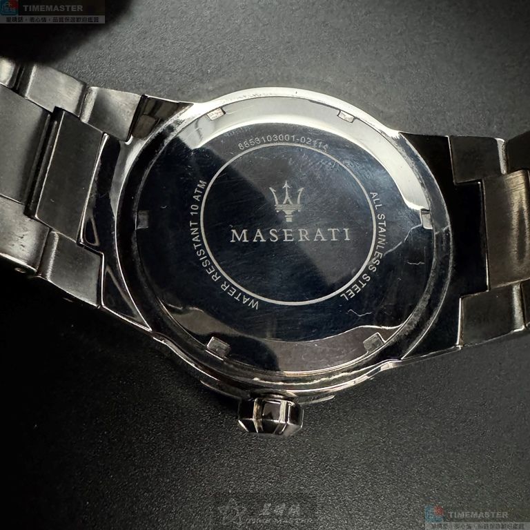 [星晴錶業]MASERATI手錶,44mm,R8853103001白色錶面銀錶殼銀色精鋼錶帶款, , large