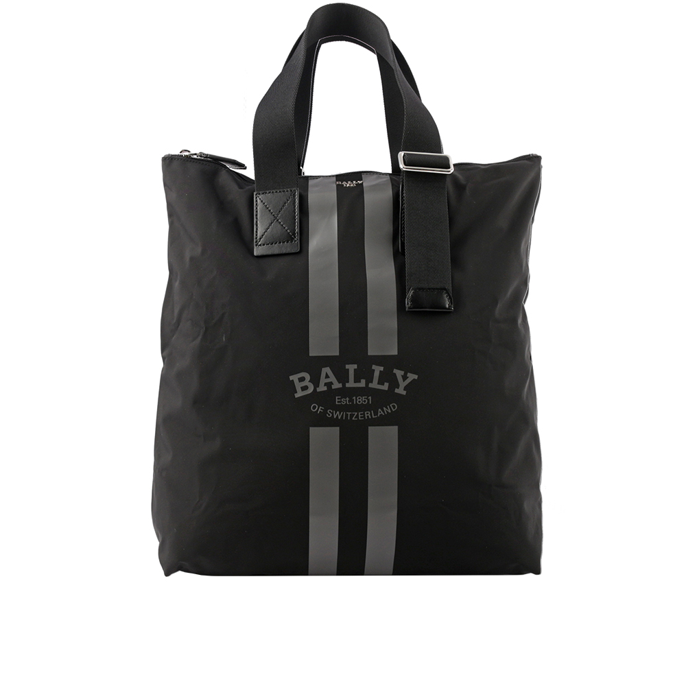 BALLY On The Go 條紋尼龍手提/肩背托特包/贈收納袋/, , large