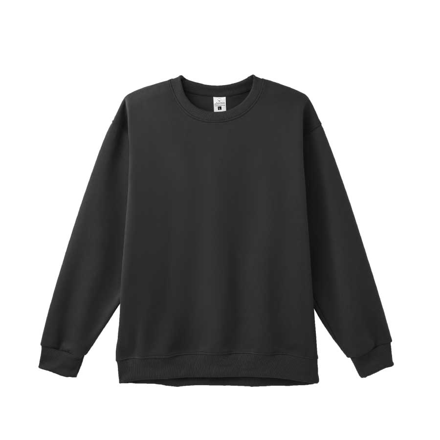 韓版圓領大學T-墨影黑L