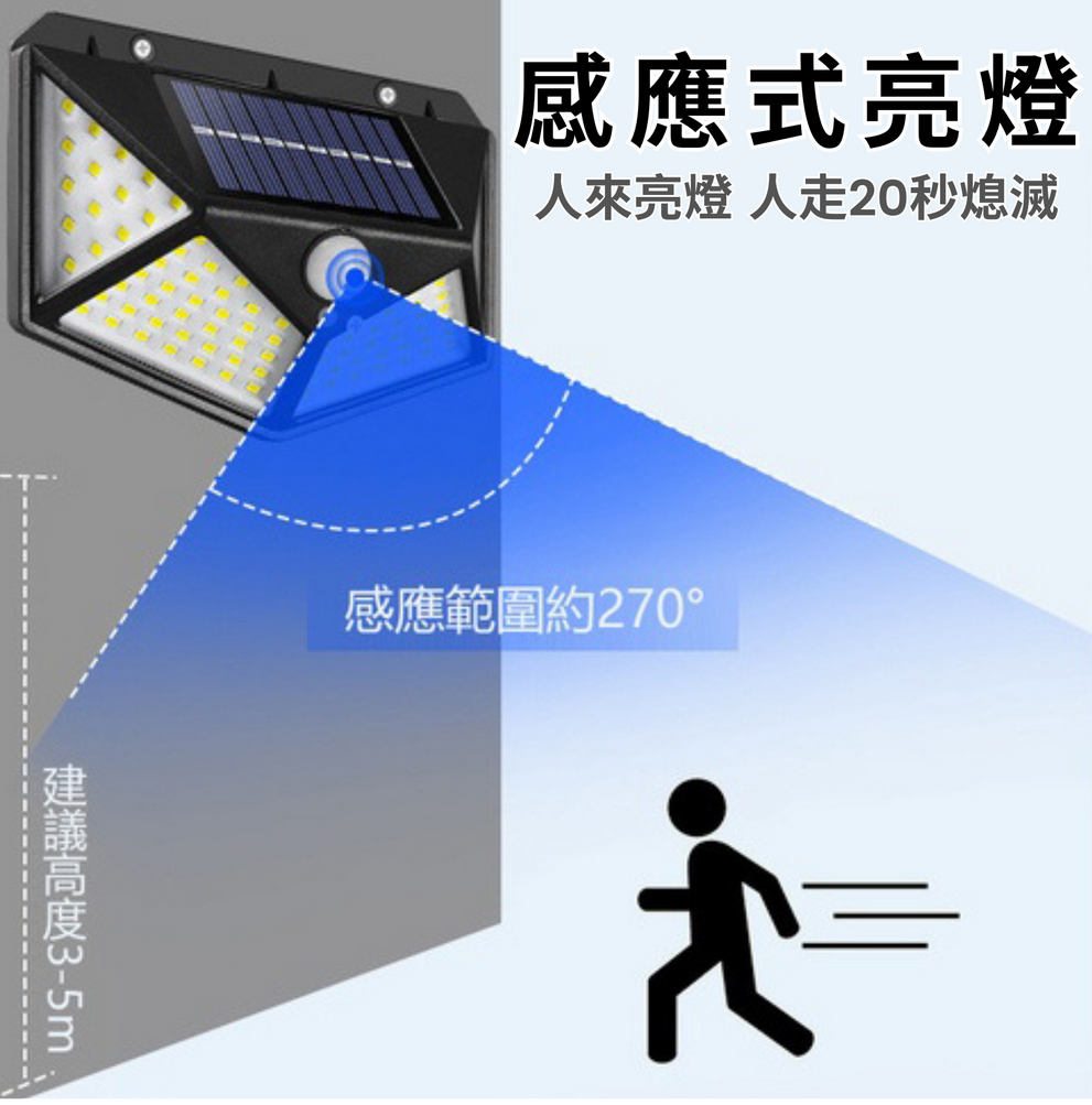 Outdoor four-sided LED solar sensor light, , large