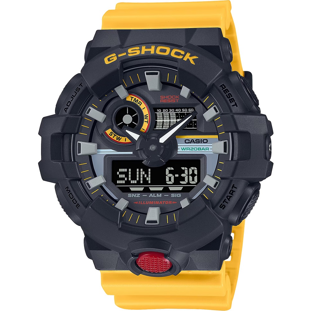 CASIO 卡西歐 G-SHOCK 復古錄音帶系列 雙顯手錶 GA-700MT-1A9, , large