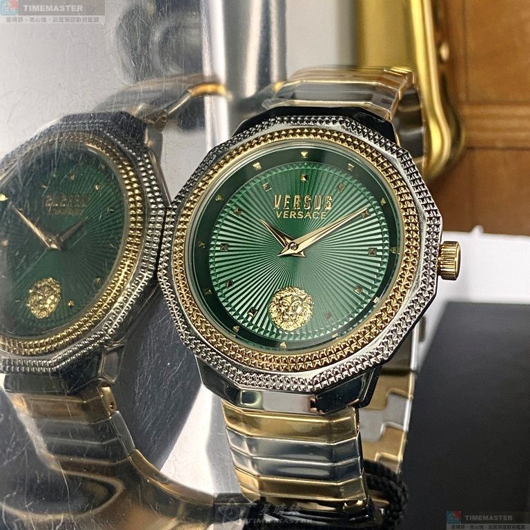 [星晴錶業]VERSUS VERSACE手錶,38mm,VV00088墨綠色錶面金銀錶殼金銀相間精鋼錶帶款, , large
