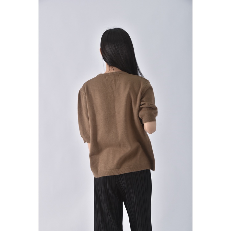 (M) 【房業涵私服】srrissa毛衣棕色短袖上衣二手衣, , large