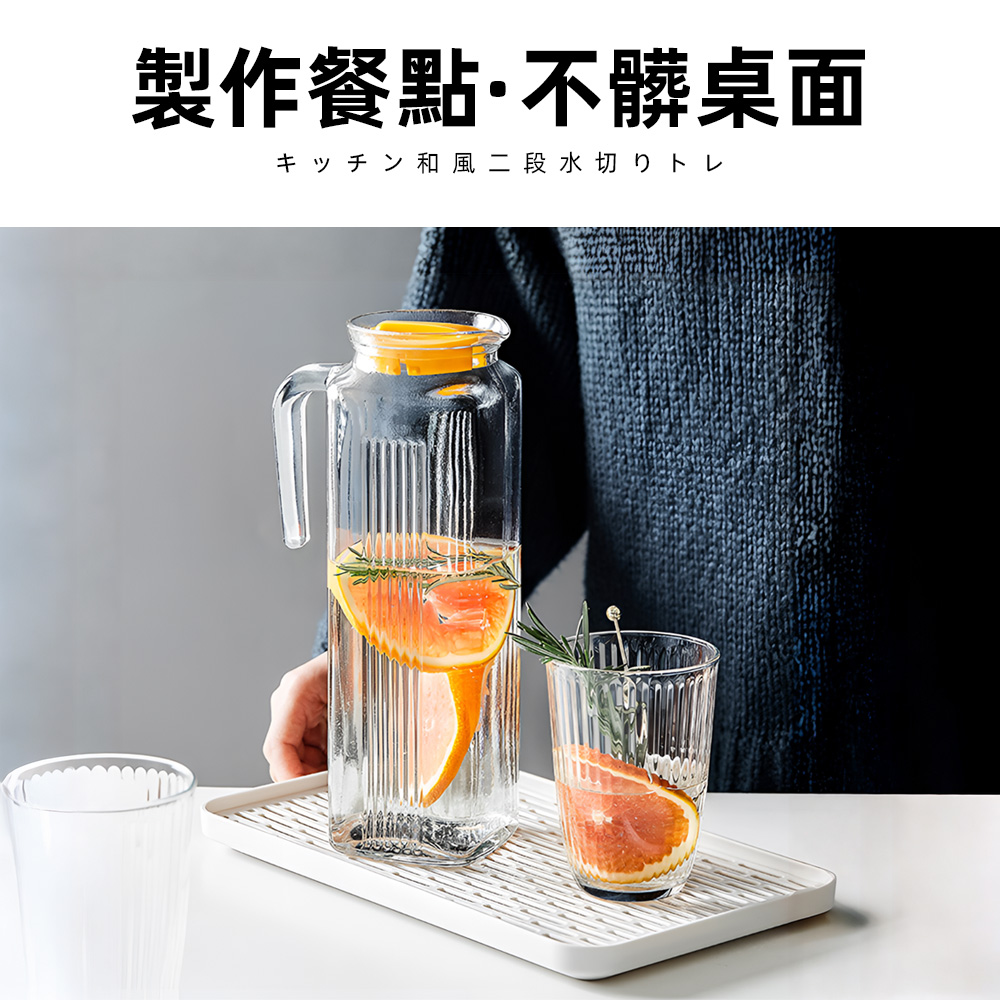 【上手家居】雙層瀝水盤30x18cm 白色(茶盤/瀝水杯架/泡茶盤/置物盤/濾水盤/廚房用品), , large