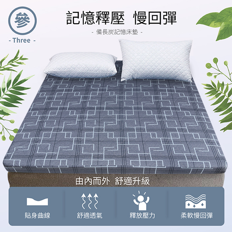 8cm抗菌除臭記憶釋壓床墊-花色隨機, , large