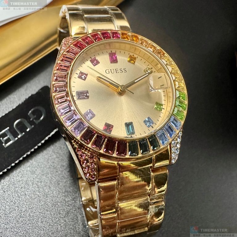[星晴錶業]GUESS手錶,34mm,GC00005金色錶面金色錶殼金色精鋼錶帶款, , large