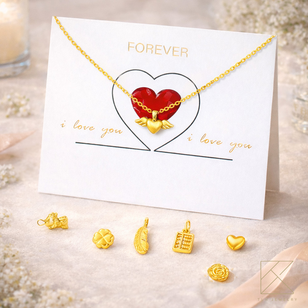 【TLH】母親節限定 黃金墜項鍊 愛情限時批 約重0.02錢&plusmn;0.01, , large