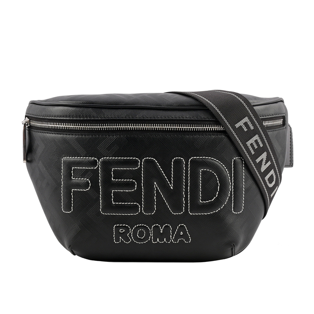 FENDI FF Logo Shadow 皮革腰包/黑色, , large